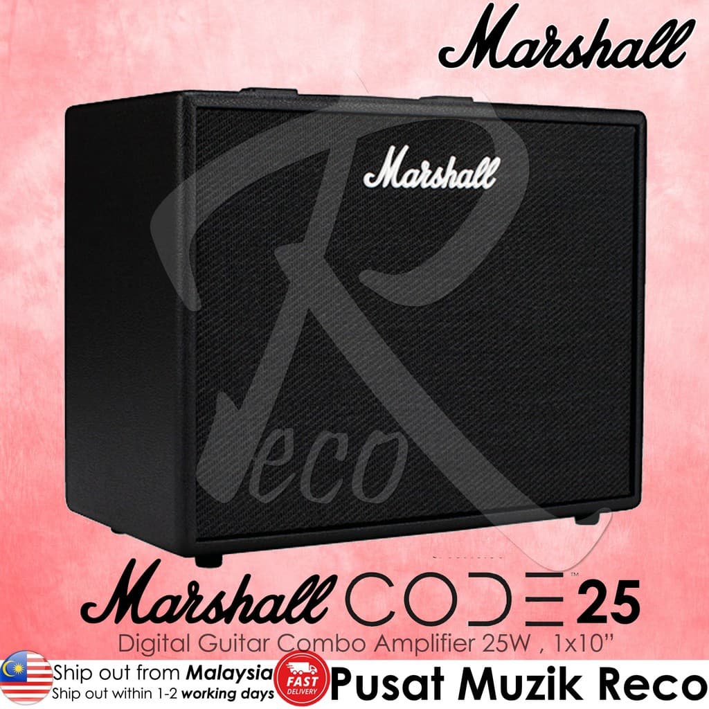 *Marshall Code 25 25Watt 1X10" Guitar Combo Amplifier - Reco Music Malaysia