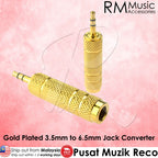 【2PCS】RM Gold Plated 3.5mm to 6.5mm Jack Converter Plug Stereo Audio Adapter - Reco Music Malaysia