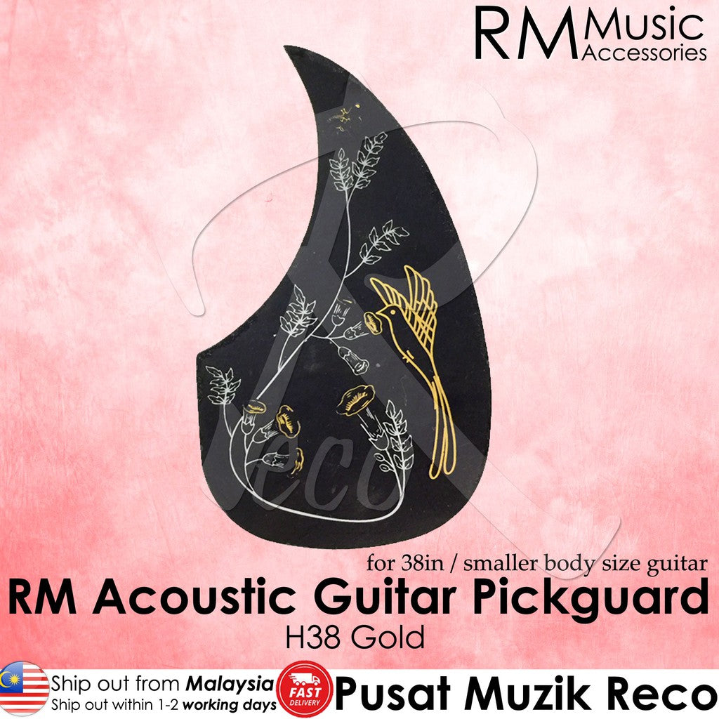 RM H38G 38in Acoustic Guitar Pickguard - Gold Bird -Reco Music Malaysia
