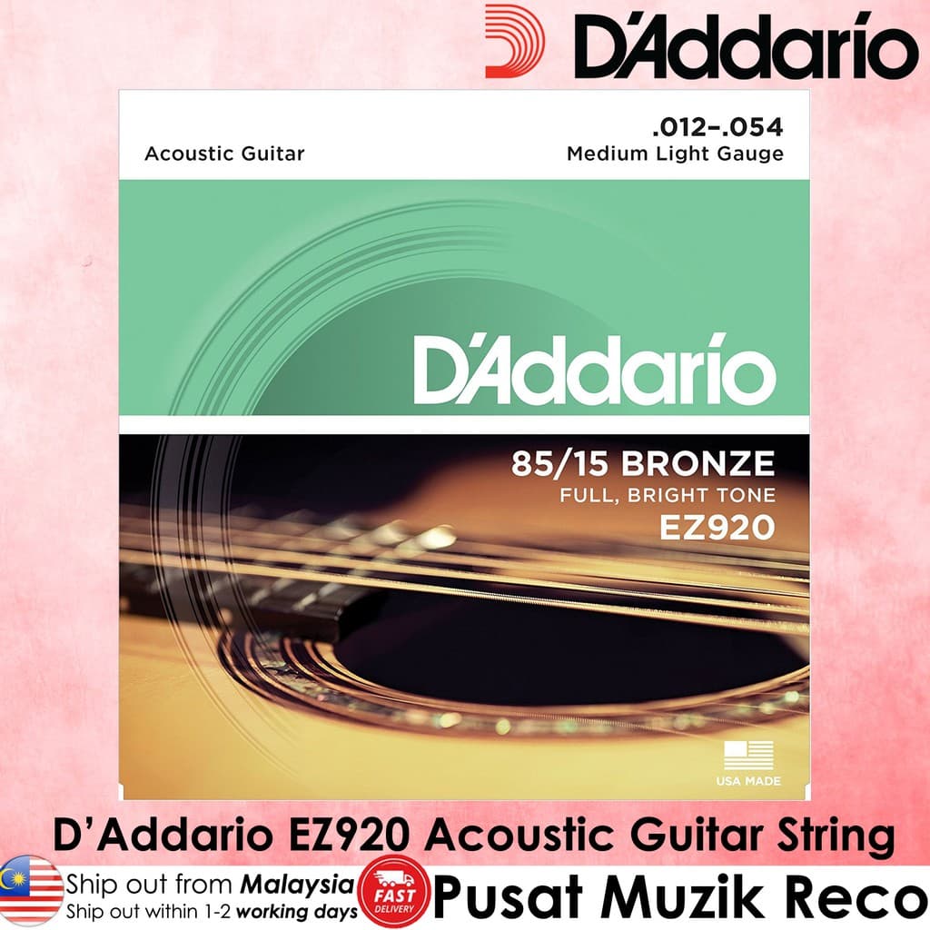 *D'Addario EZ920 85/15 Bronze Acoustic Strings, 012-054 - Reco Music Malaysia