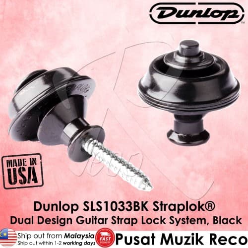 Jim Dunlop SLS1033BK Straplok Dual Design Strap Retainer System, Black Oxide - Reco Music Malaysia