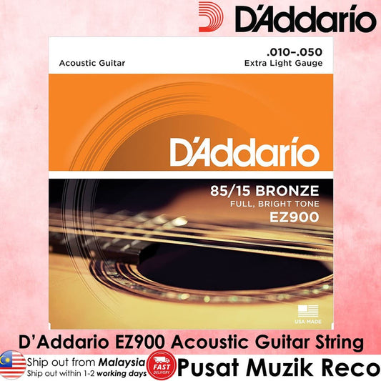 *D'Addario EZ900 85/15 Bronze Acoustic Guitar Strings Extra Light 10-50 - Reco Music Malaysia