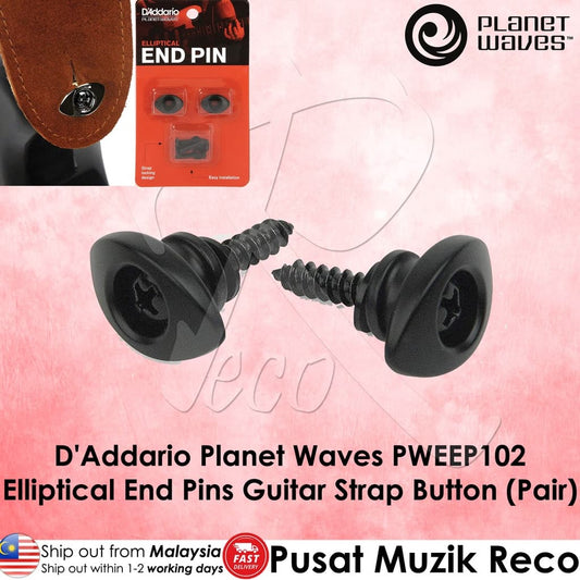 *D'Addario Planet Waves PWEEP102 Elliptical End Pins, Black - Reco Music Malaysia