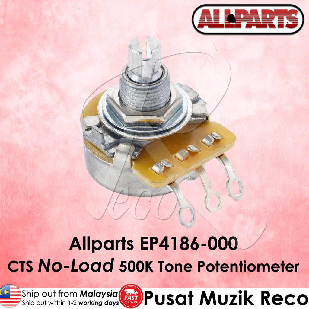 CTS No-Load 500K Tone Potentiometer with Allparts branding on a pink background