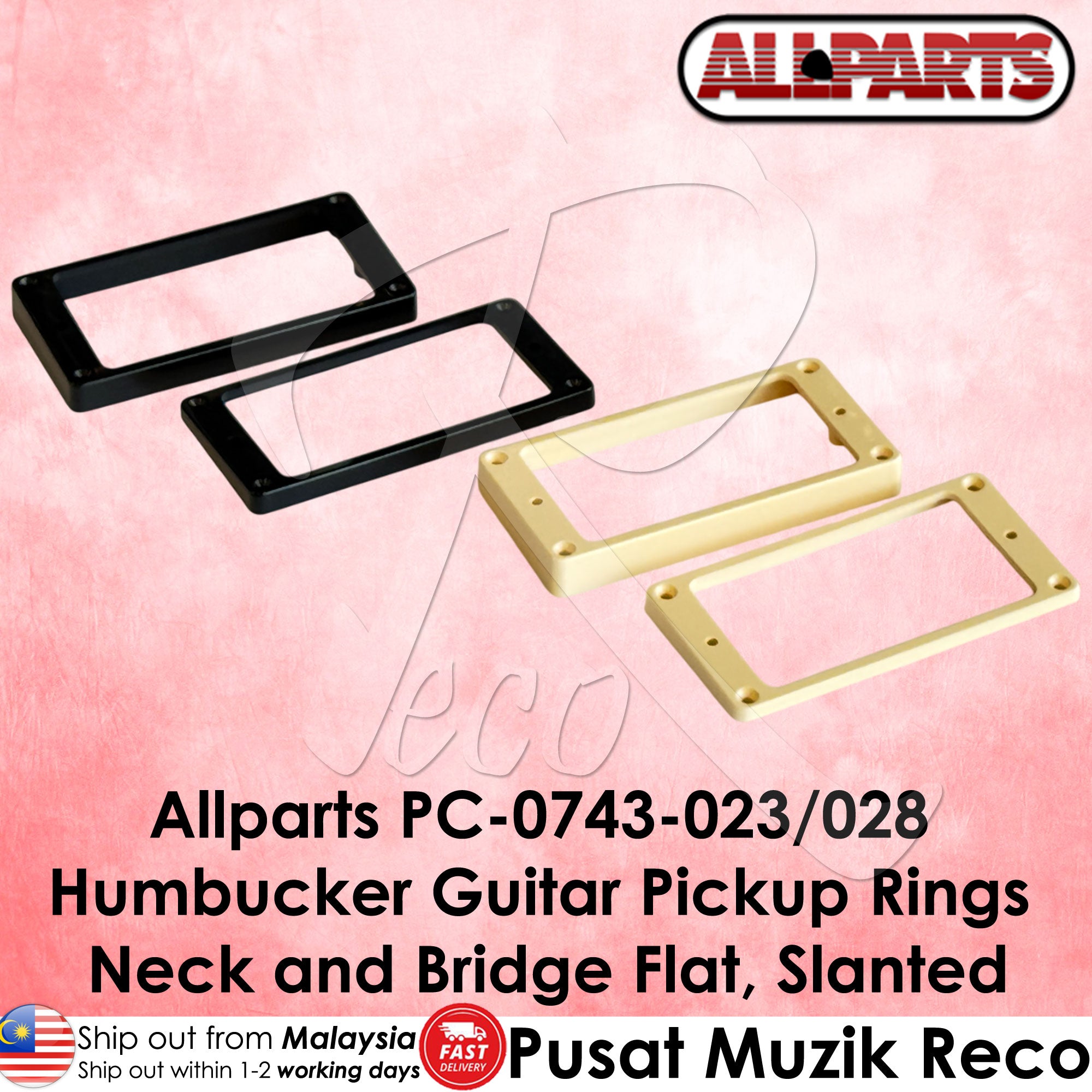 Allparts PC-0743 Slanted Humbucker Pickup Ring Set - Reco Music Malaysia