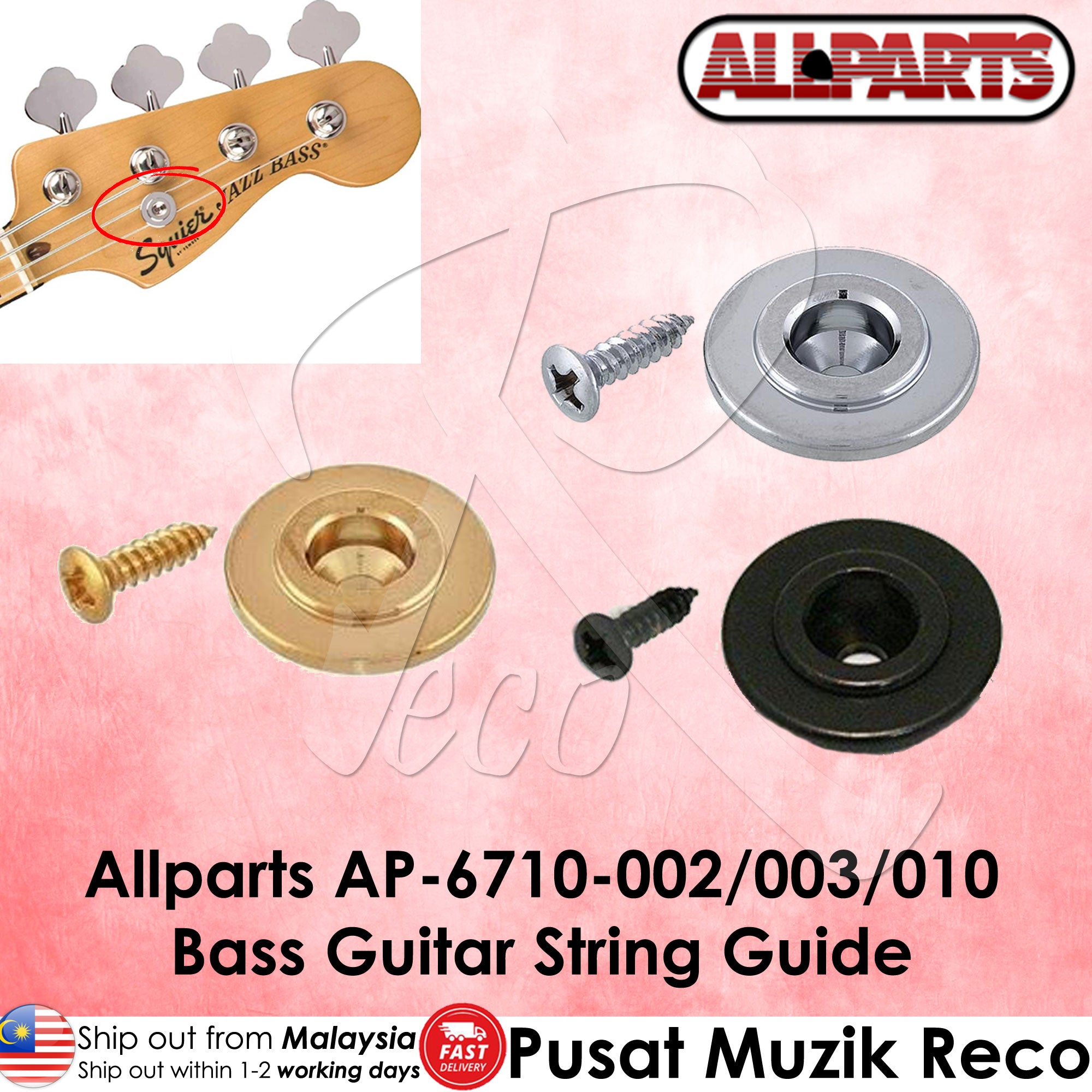 Allparts AP-6710 Bass String Guide With Screw For Electric Bass Guitar - Reco Music Malaysia 