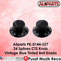 Allparts PK-0144-027 Blue Tint Bell Knob, 24-Spline CTS Fit, Set of 2