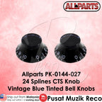 Allparts PK-0144-027 Blue Tint Bell Knob, 24-Spline CTS Fit, Set of 2
