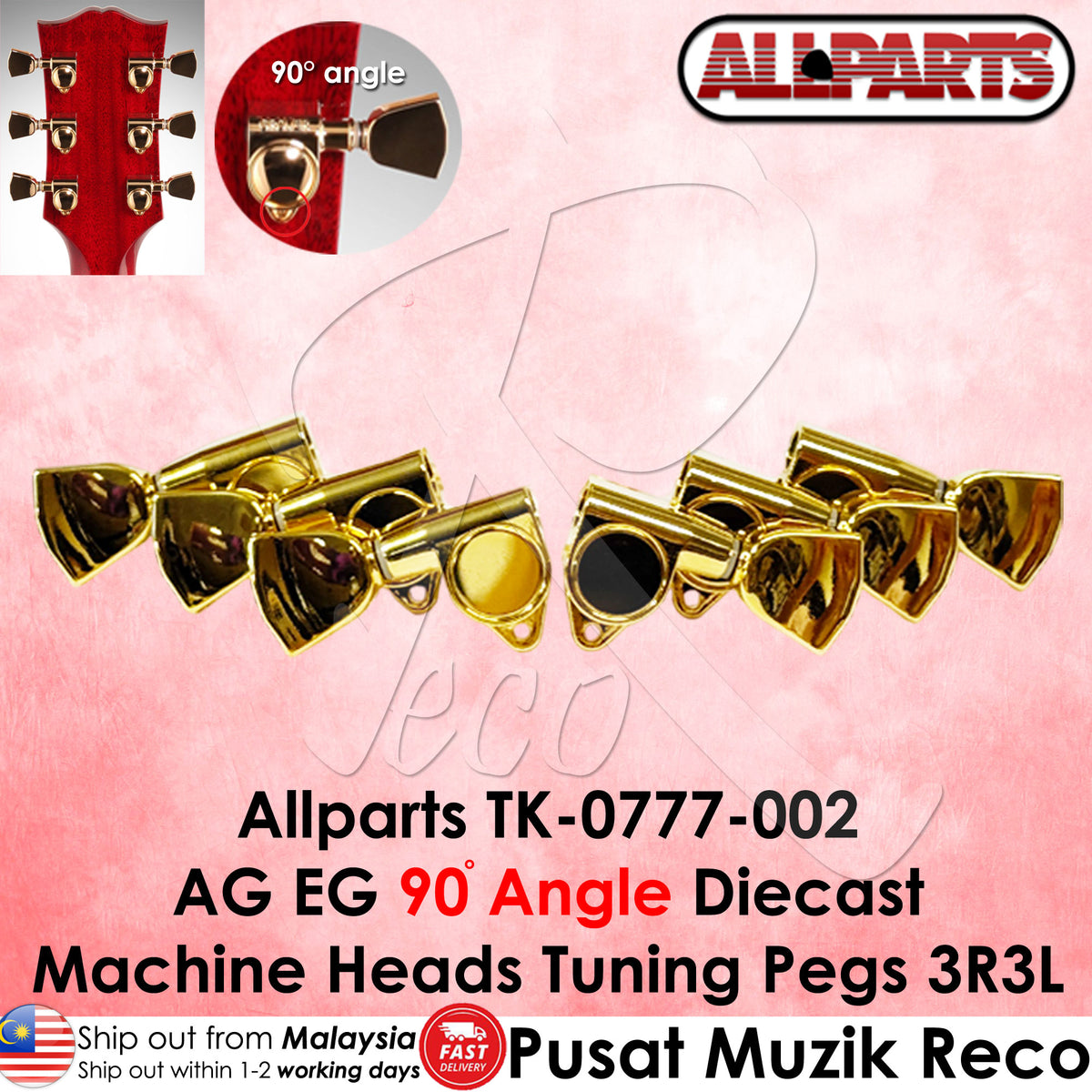 Allparts TK-0777 Sealed 3X3 Tuning Keys With Keystone Buttons - Reco Music Malaysia