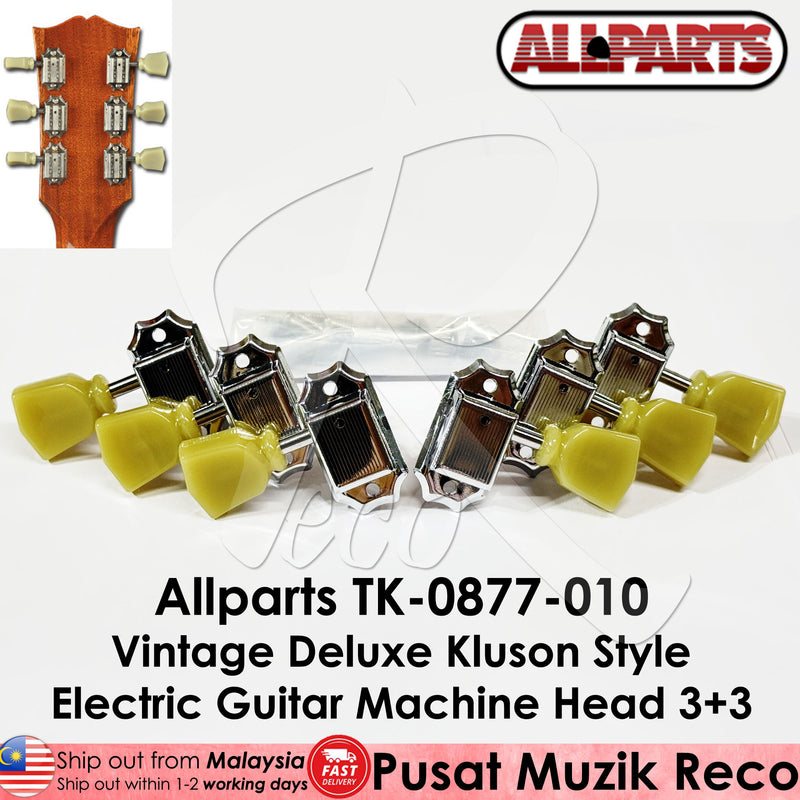 Allparts TK-0877-010 Vintage Deluxe Kluson Style Les Paul SG Electric Guitar Machine Head Tuner SET 3R3L - Reco Music Malaysia