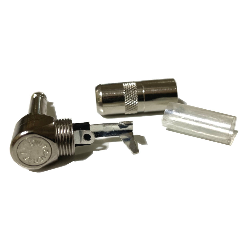 Metallic tool with a clear component on a white background