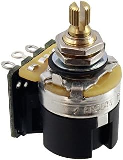 Potentiometer with gold and black components on a white background