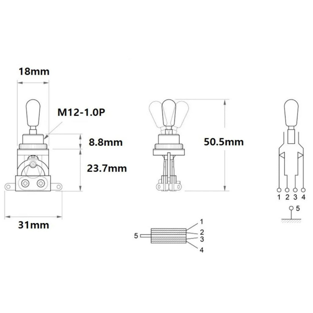 Allparts EP-4364-000 Economy Short 3-Way Toggle Switch - Reco Music Malaysia