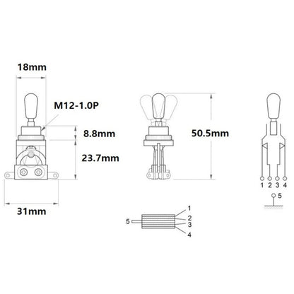Allparts EP-4364-000 Economy Short 3-Way Toggle Switch - Reco Music Malaysia