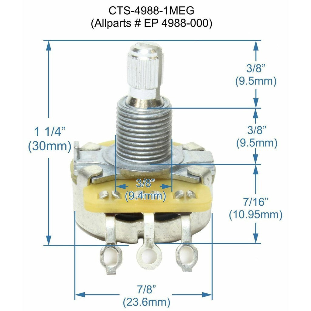 Allparts EP-4988-000 CTS 1 Meg Split Audio Pot - Reco Music Malaysia