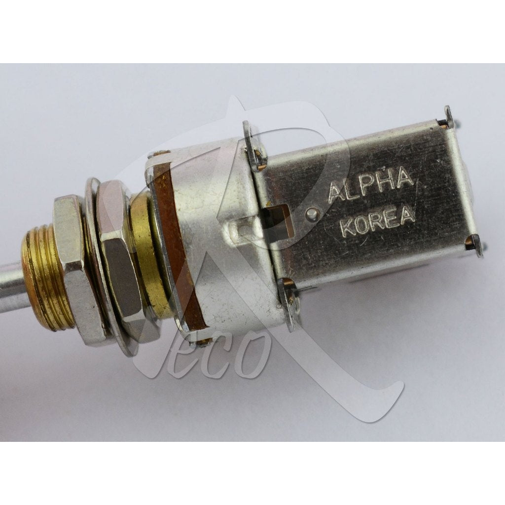 A close-up of a metal automotive sensor component with a brass threaded fitting, silver metal body, and the brand name 'ALPHA KOREA' stamped on the side, set against a light gray background with a faint watermark.