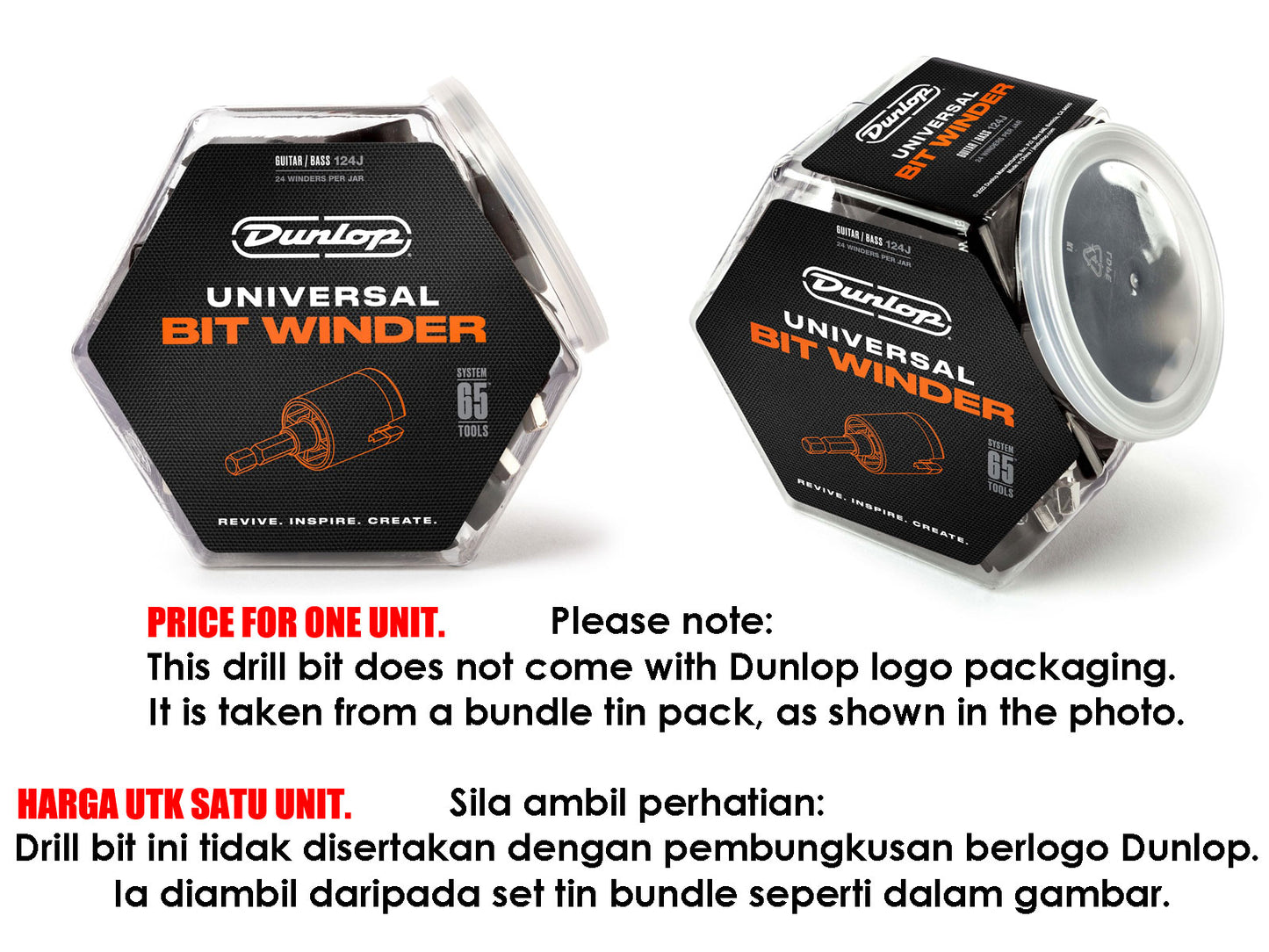 Dunlop 124J System 65 Universal Drill Bit String Winder – Electric Screwdriver String Winder Guitar Drill Winder Tuning