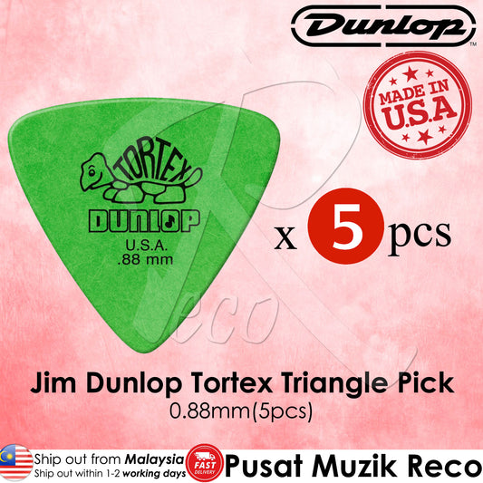 Jim Dunlop 431R088 0.88mm Tortex Triangle Guitar Pick Green (5-Pack)