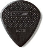 Dunlop 471P3S Black Stiffo Max Grip Jazz III Guitar Pick 1.38mm Guitar Picks Player Pack, 6pcs/Pack