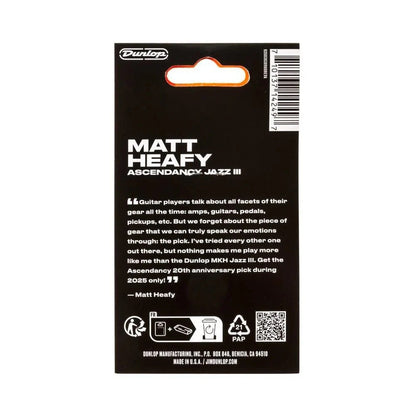 Jim Dunlop 471P3SMHLTD Matt Heafy Ascendancy Max-Grip Jazz III 1.38mm Guitar Picks Player Pack, 6pcs/Pack