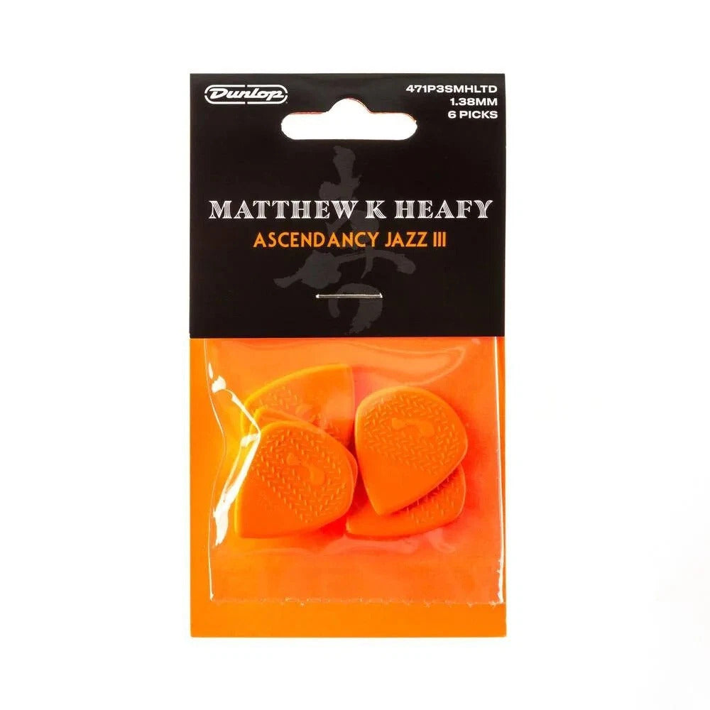 Jim Dunlop 471P3SMHLTD Matt Heafy Ascendancy Max-Grip Jazz III 1.38mm Guitar Picks Player Pack, 6pcs/Pack