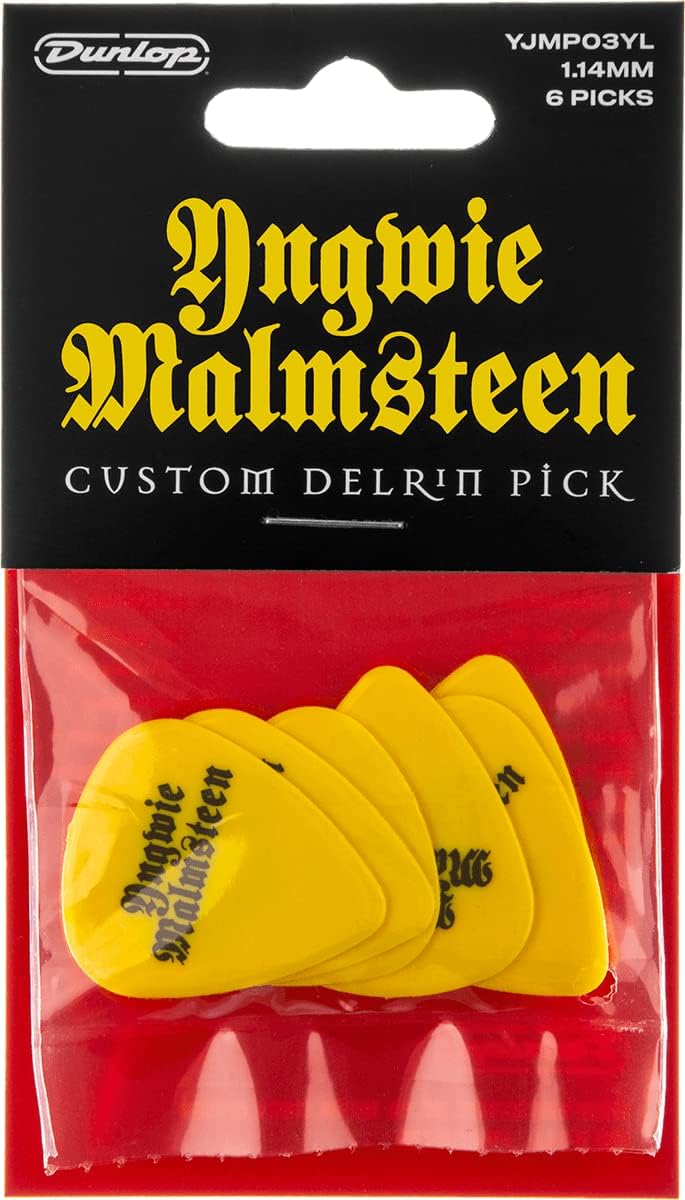 Dunlop YJMP03YL 1.14mm Yellow YNGWIE Malmsteen Custom Delrin YJM Guitar Pick Pack 【6pcs】