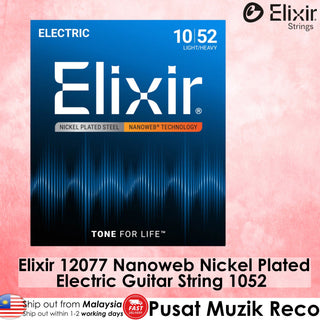 Elixir 12077 Nanoweb Coated Nickel Plated Electric Guitar String 1052
