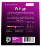 Elixir Strings packaging with product details on a purple background