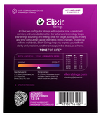 Elixir Strings packaging with product details on a purple background