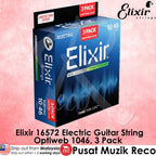 Elixir 16572 Optiweb Nickel Plated Steel Electric Guitar Strings Light 10-46 3-Pack