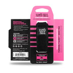 Ernie Ball Freewraps professional string dampener for guitar and bass, shown in its retail packaging with a pink and black backing card. The dampener itself is black with pink stripes and a black velcro strap featuring the Ernie Ball logo.