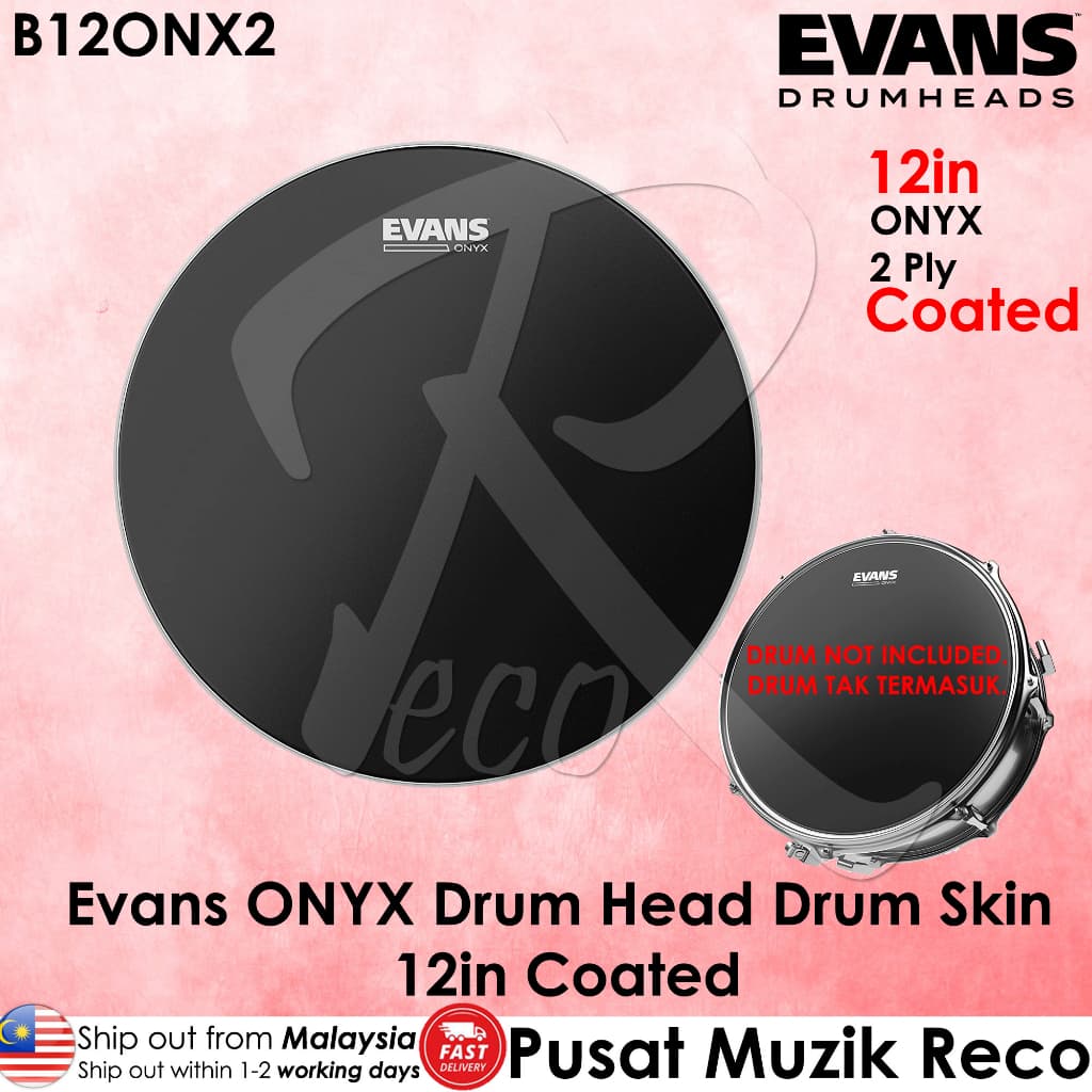 *Evans B12ONX2 ONYX Coated 12" Tom Drum Head - Reco Music Malaysia
