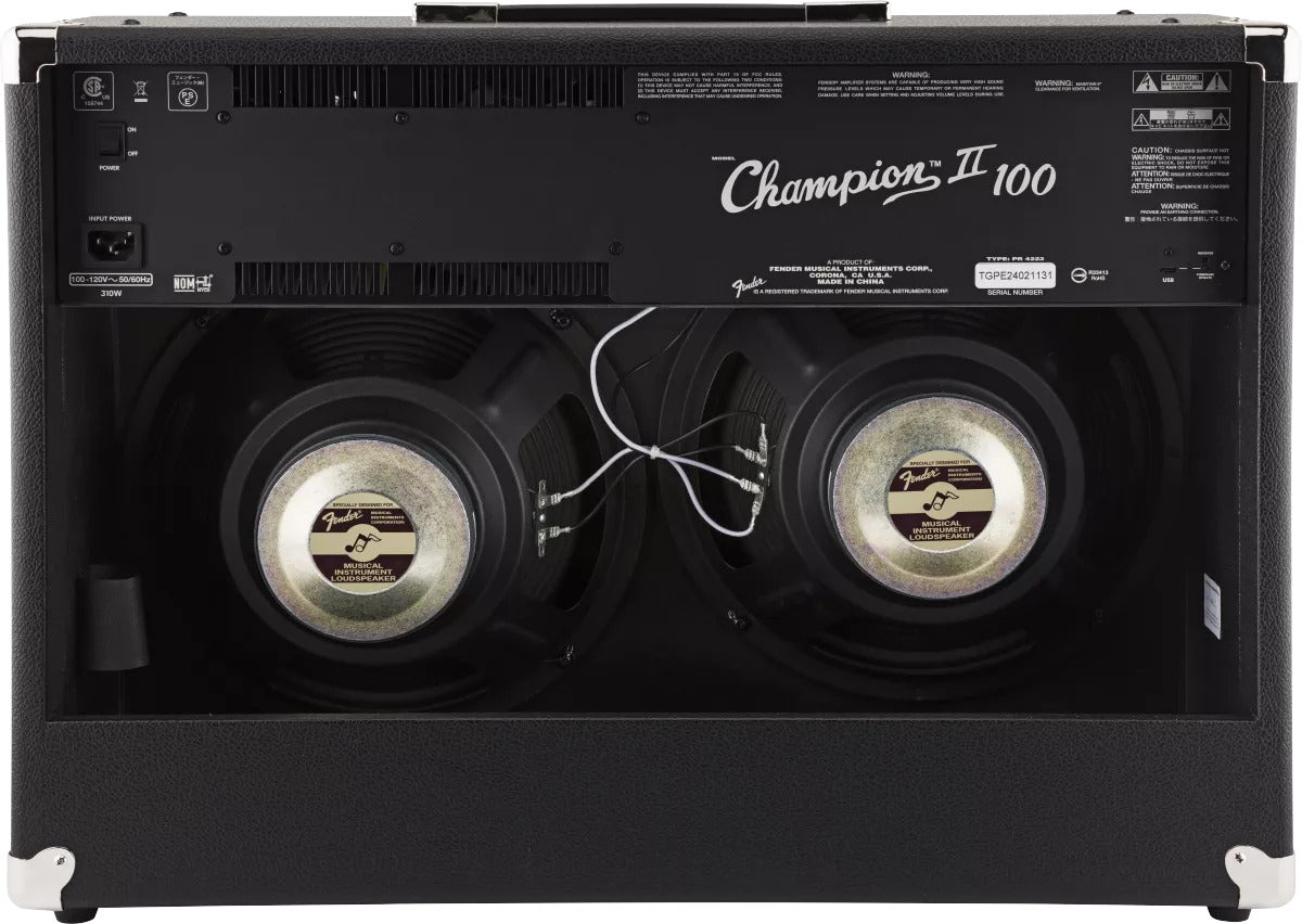 Back view of a Champion II 100 guitar amplifier with dual speakers.
