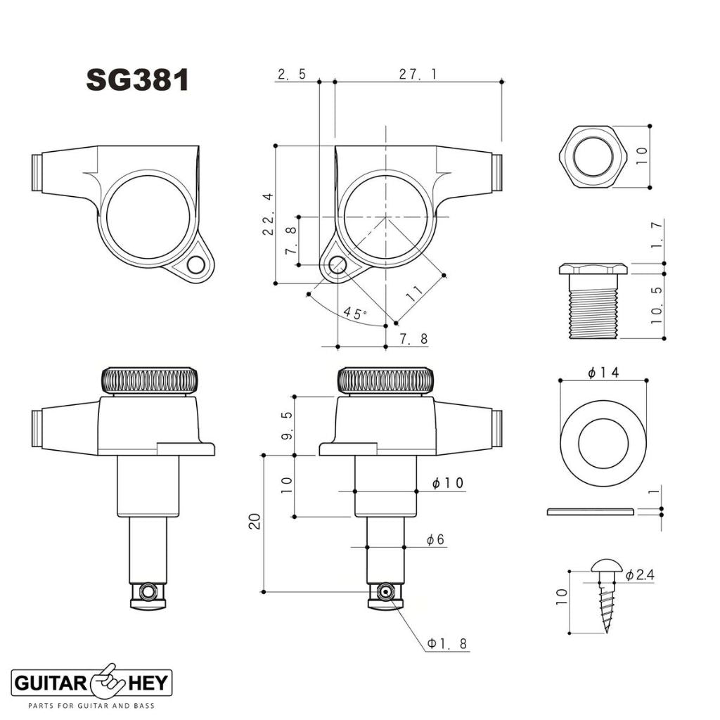 Gotoh SG381-MGT-07 Magnum Locking Tuners, 6-in-Line