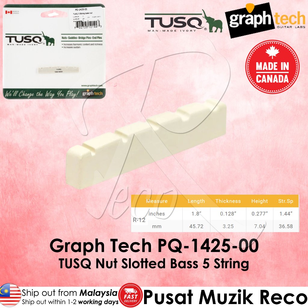 Graph Tech PQ-1425-00 TUSQ Nut Slotted 5 String Bass Guitar Nut