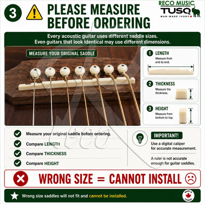 Graph Tech PQ-9280-C0 TUSQ Compensated Acoustic Guitar Saddle, 2-7/8 in