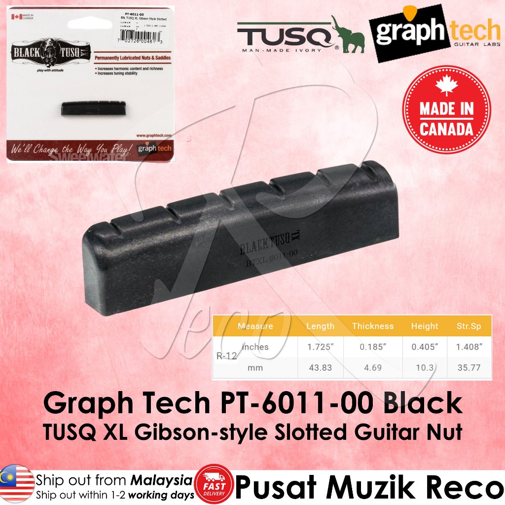 Graph Tech PT-6011-00 Black TUSQ XL Slotted Gibson-Style Guitar Nut