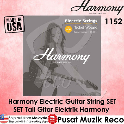 Harmony HE05 Nickel Electric Guitar Strings, Heavy, 11/52 - Reco Music Malaysia