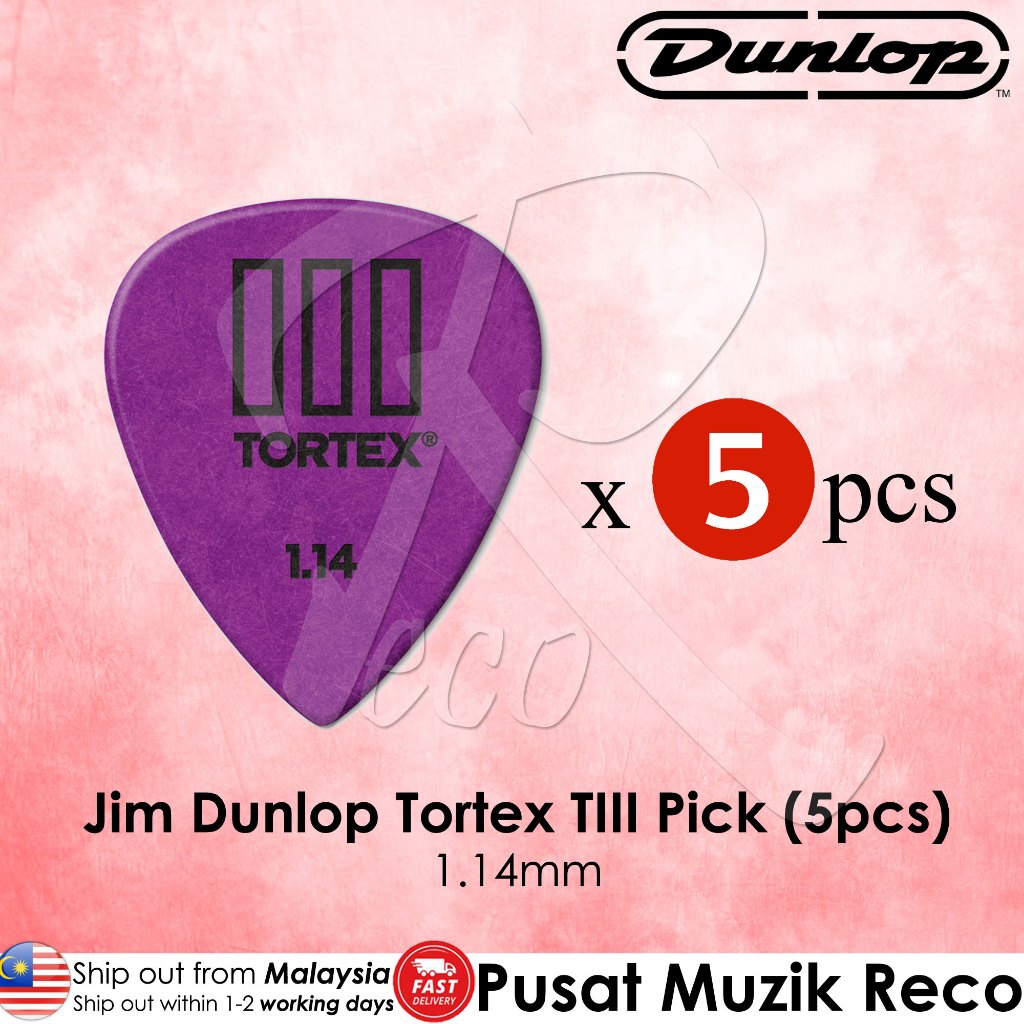 A range of Dunlop 462 Tortex III guitar picks in various colors and thicknesses, with the brand logo and the text 'Made in USA' prominently displayed.