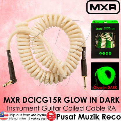 MXR DCICG15R glow in dark instrument guitar coiled cable on a pink background