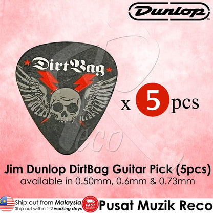 Jim Dunlop Tortex DirtBag Guitar Pick 0.50mm / 0.60mm / 0.73mm (5pcs) - Reco Music Malaysia
