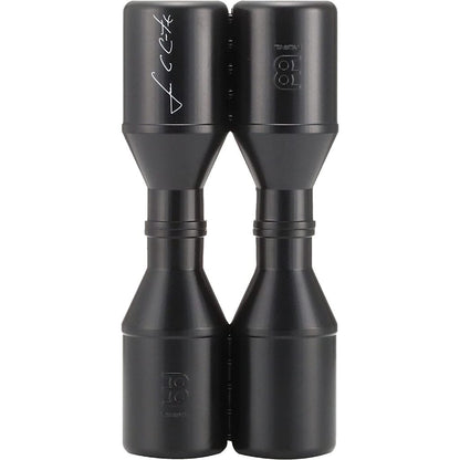 Two black Meinl tenon pincushion heads for double bass, shown side-by-side on a plain white background.