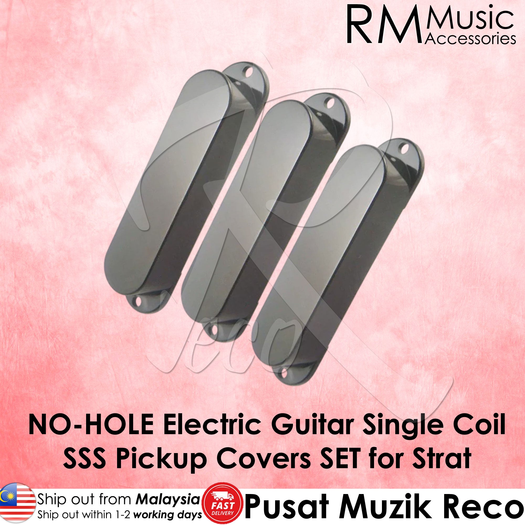 RM No-Hole Single Coil Pickup Covers Set for ST Stratocaster Style Electric Guitar Plastic Casing