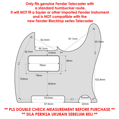 RM Telecaster Pickguard Humbucker 3 Ply 8 Hole for Fender USA/Mexican Standard Telecaster Electric Guitar Scratch Plate