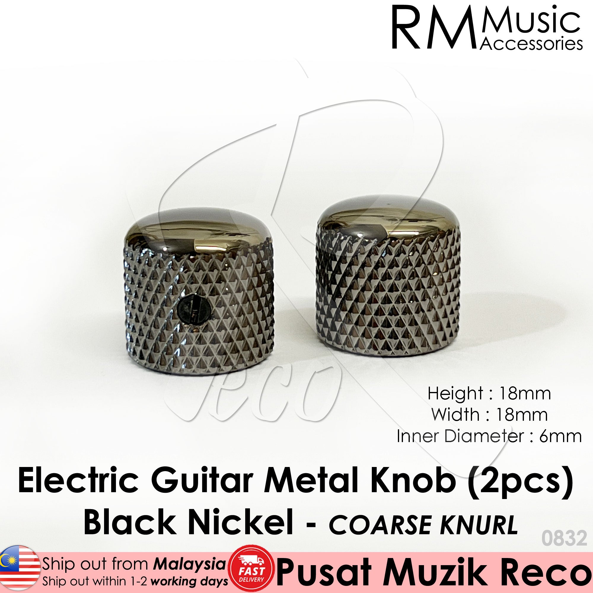 RM LL1913 HQ Electric Guitar Metal Knob Volume Tone Control Knob