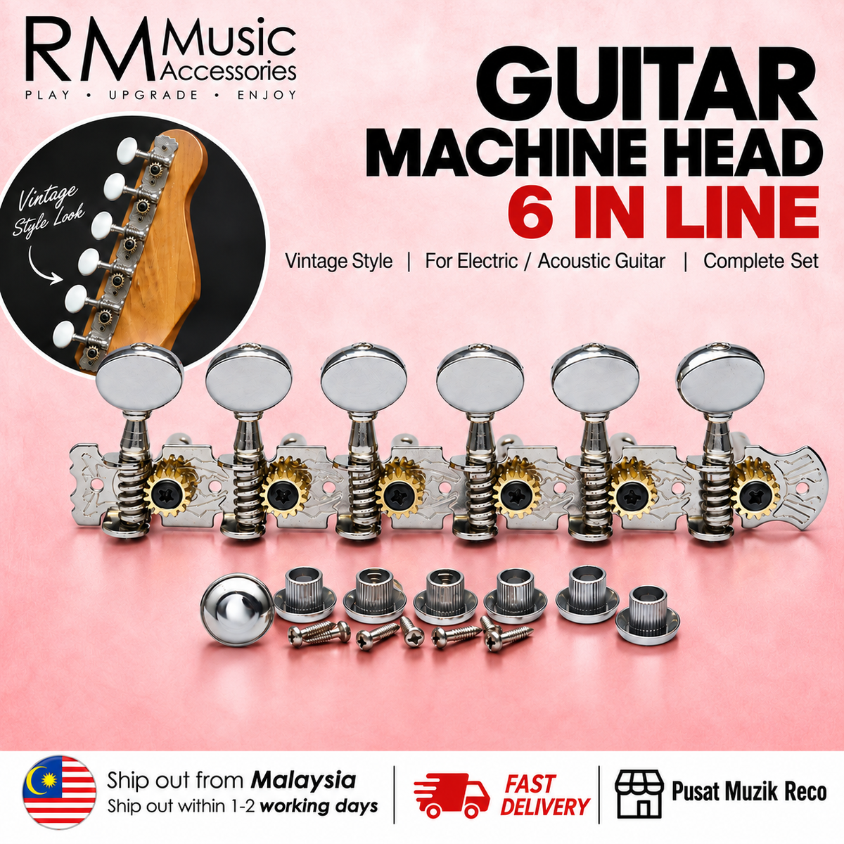 RM GM5632 Kapok Guitar Machine Head 6 in Line Guitar Tuning Peg Guitar Tuner Peg