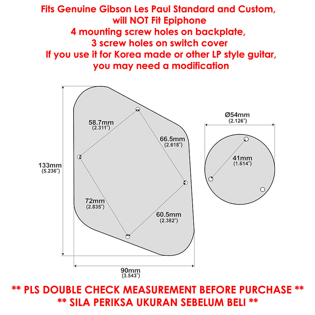 RM LP Control Back Plate Switch Plate Cavity Cover for USA Les Paul Modern Style