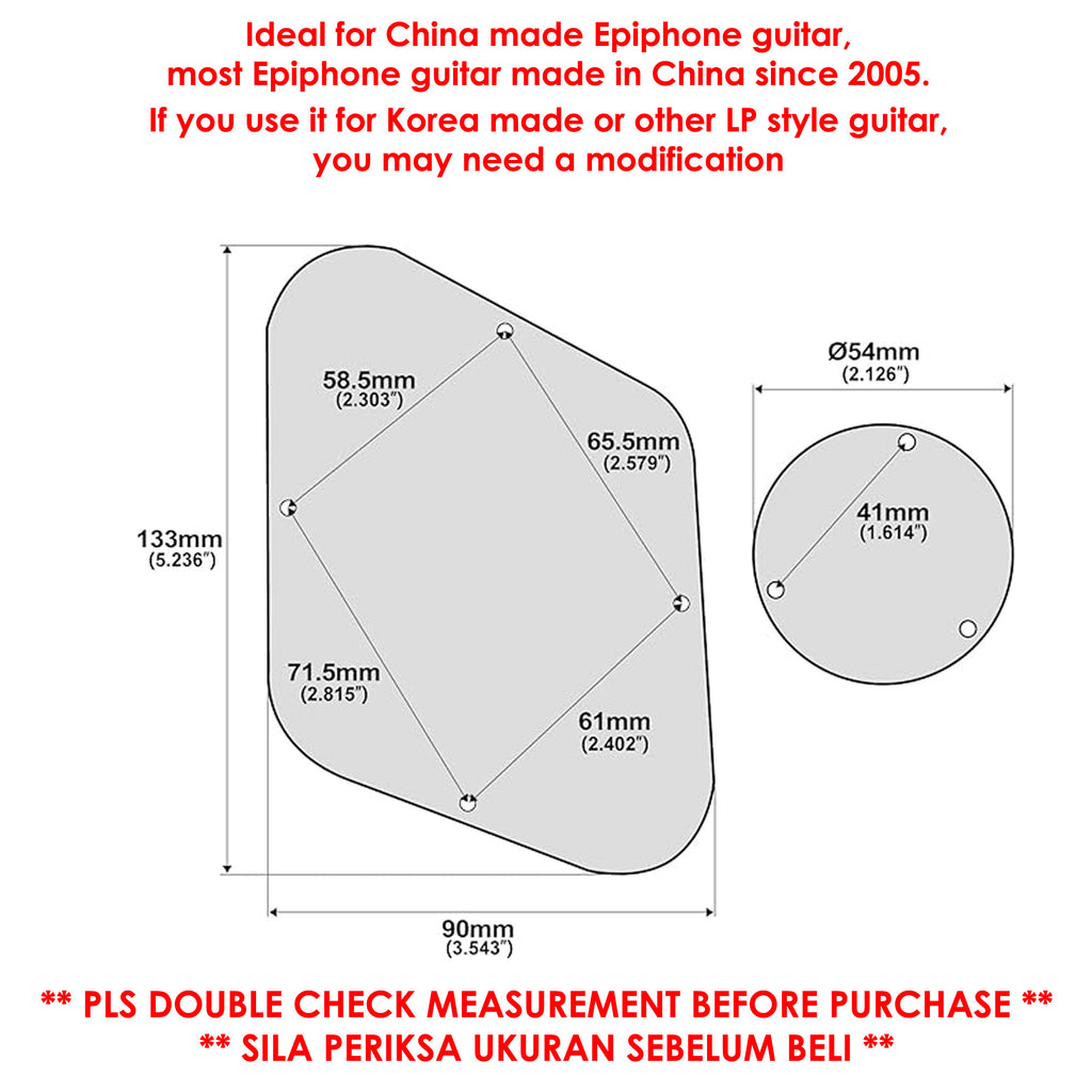 RM LP Control Back Plate Switch Plate Cavity Cover for China Made Epiphone Les Paul Standard