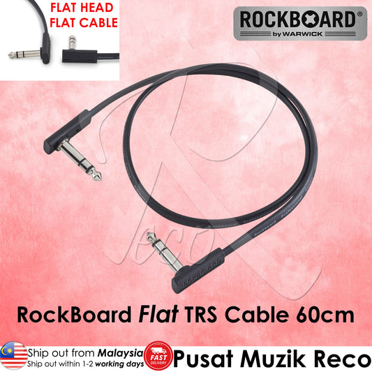 Rockboard Warwick Flat Head TRS Cable 60cm Audio Cable Balanced Interconnect 1/4inch TRS to 1/4inch TRS