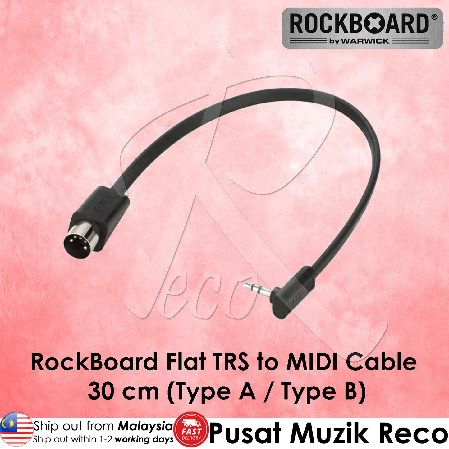 RockBoard Flat TRS to MIDI Cable 30cm (Type A / Type B)
